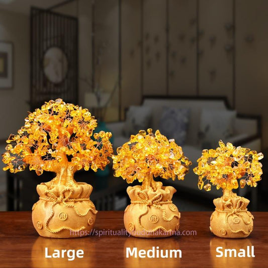 Golden Energy Citrine Natural Wealth Solar Plexus Chakra (Third Chakra) Money Tree Gemstone Ornament - Feng Shui for Prosperity