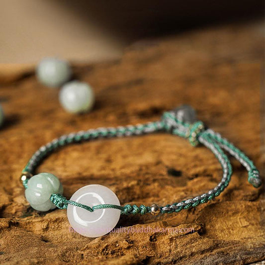 Jade White Jade Peace Buckle Pumpkin Bead Luck Blessing Braided Bracelet