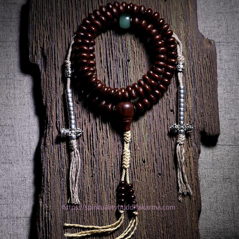 Spirituality Buddha Karma Natural Tibet 108 Mala Beads Purple Bodhi Seed Three-eyed Dzi Bead Copper Dorje Harmony Bracelet