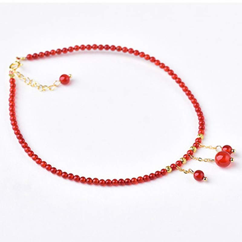 Spirituality Buddha Karmat Red Agate Confidence Calm Anklet