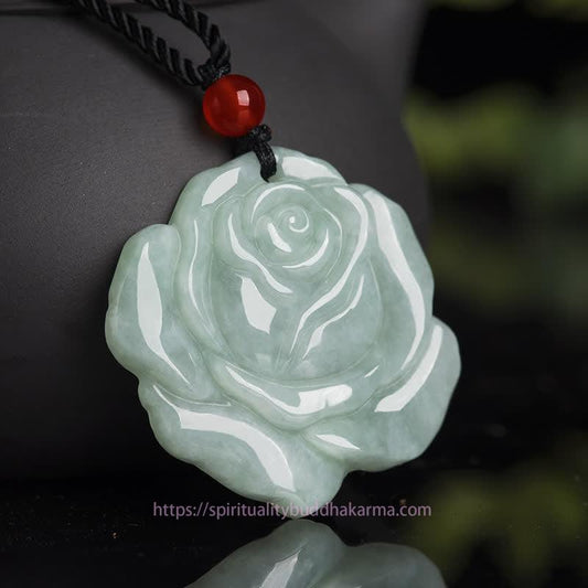 Jade Lotus Pattern Jade Abundance Prosperity Necklace String Pendant