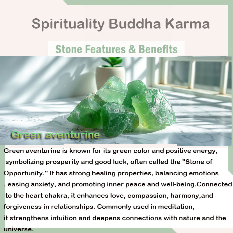 Spirituality Buddha Karma Wenge Wood Green Aventurine Balance Protection Anklet