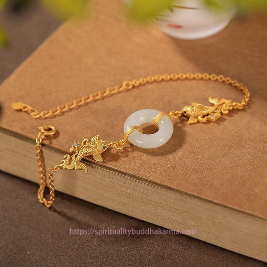 Jade White Jade Koi Fish Prosperity Bracelet