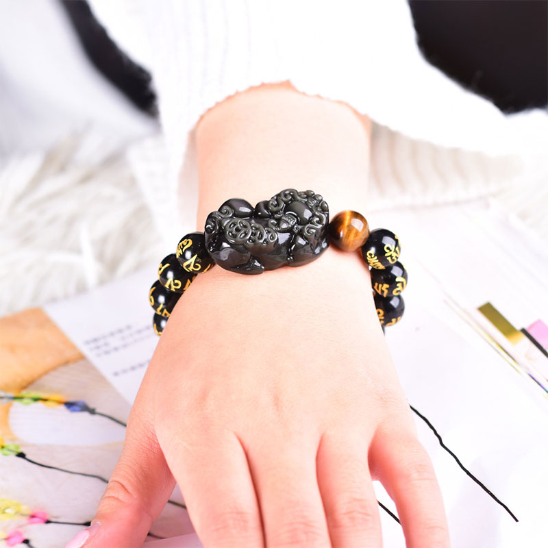 Spirituality Buddha Karma FengShui PiXiu Obsidian Wealth Bracelet