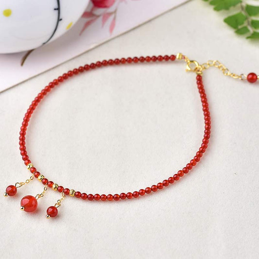Spirituality Buddha Karma Red Agate Confidence Calm Anklet