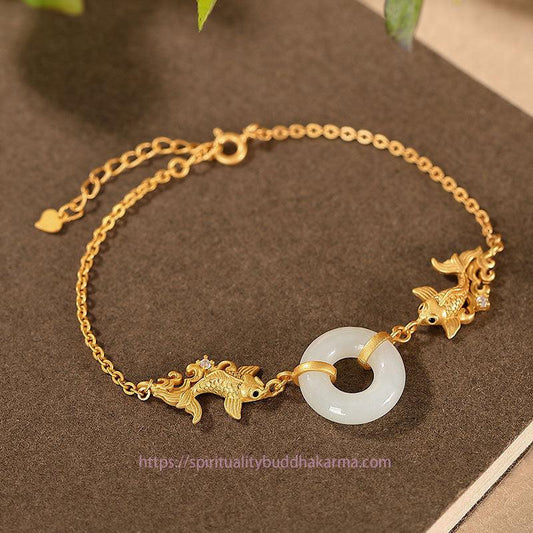 Jade White Jade Koi Fish Prosperity Bracelet