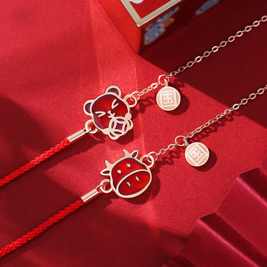 Ancient Tibetan Buddhist Red String Tradition 925 Sterling Silver Color-changing Chinese Zodiac Luck Protection Red String Chain Bracelet
