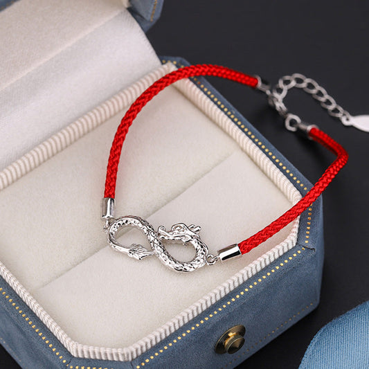 Ancient Tibetan Buddhist Red String Tradition Year Of The Dragon 999 Sterling Silver Endless Knot Luck Protection Bracelet