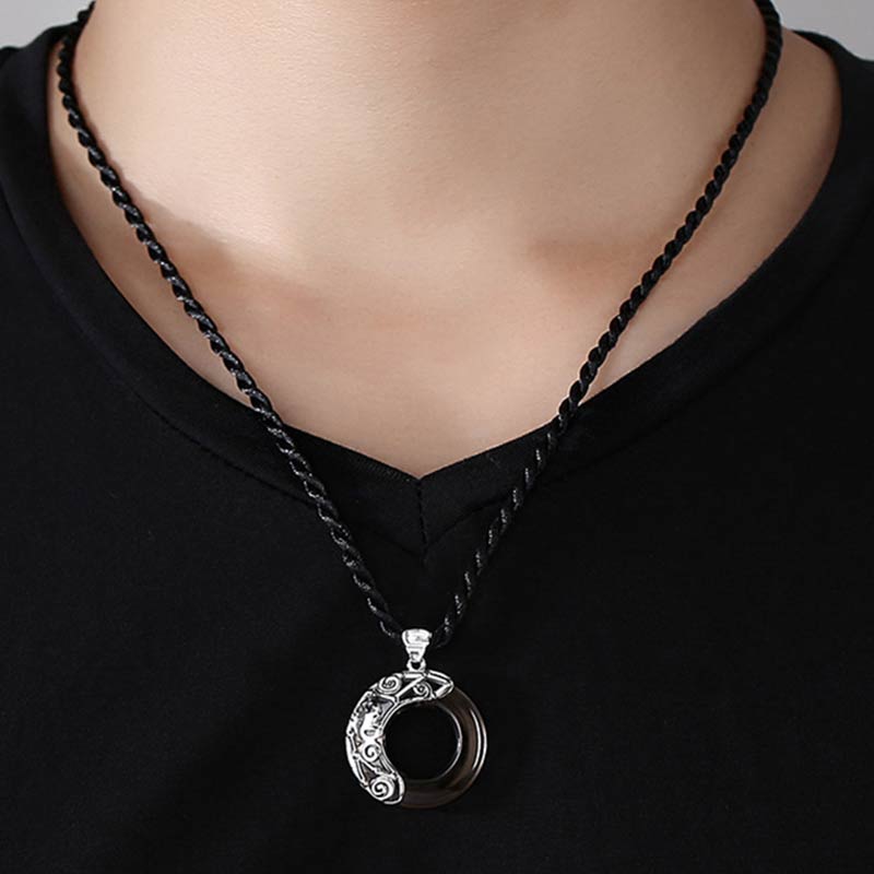 Spirituality Buddha Karma 12 Constellations of the Zodiac Ice Obsidian Blessing Round Pendant Necklace
