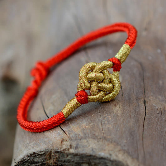 Ancient Tibetan Buddhist Red String Tradition Handmade Simple Design Chinese Knotting Luck Strength Braid String Bracelet