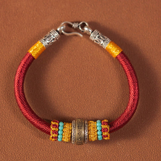 Ancient Tibetan Buddhist Red String Tradition Handmade Tibetan Amulet King Kong Knot Luck Protection Braided Bracelet