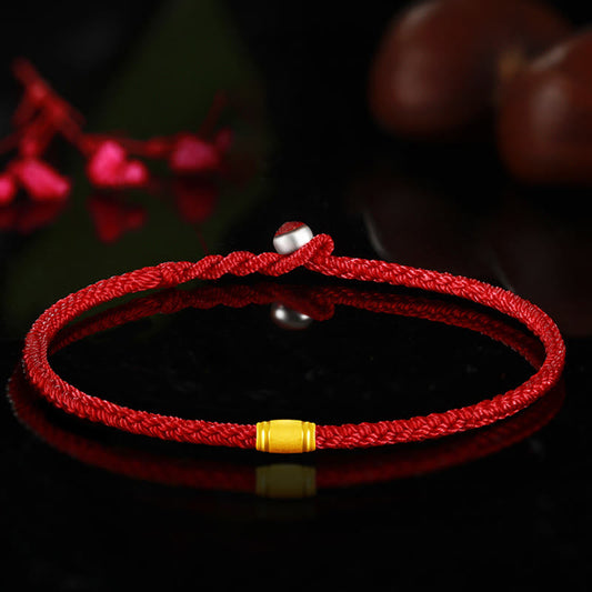 Ancient Tibetan Buddhist Red String Tradition 999 Gold Lucky Bead Eight Thread Peace Knot Red Rope Bracelet