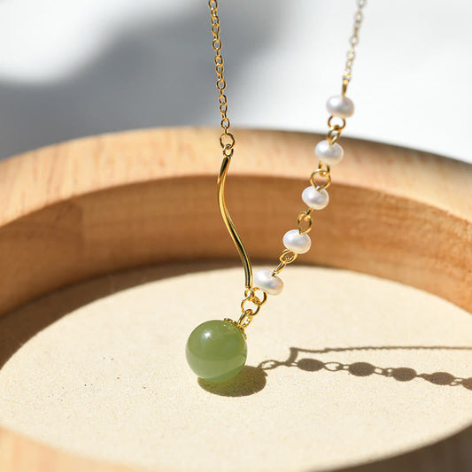 Jade Natural Hetian Jade Pearl Luck Bead Necklace Pendant