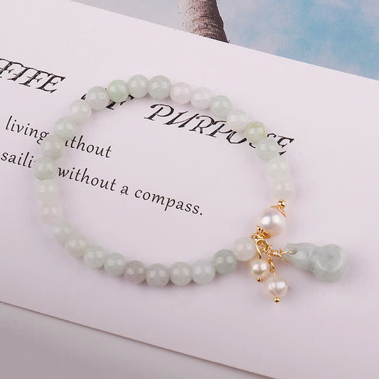 Jade Natural Jade Pearl Gourd Prosperity Luck Bracelet