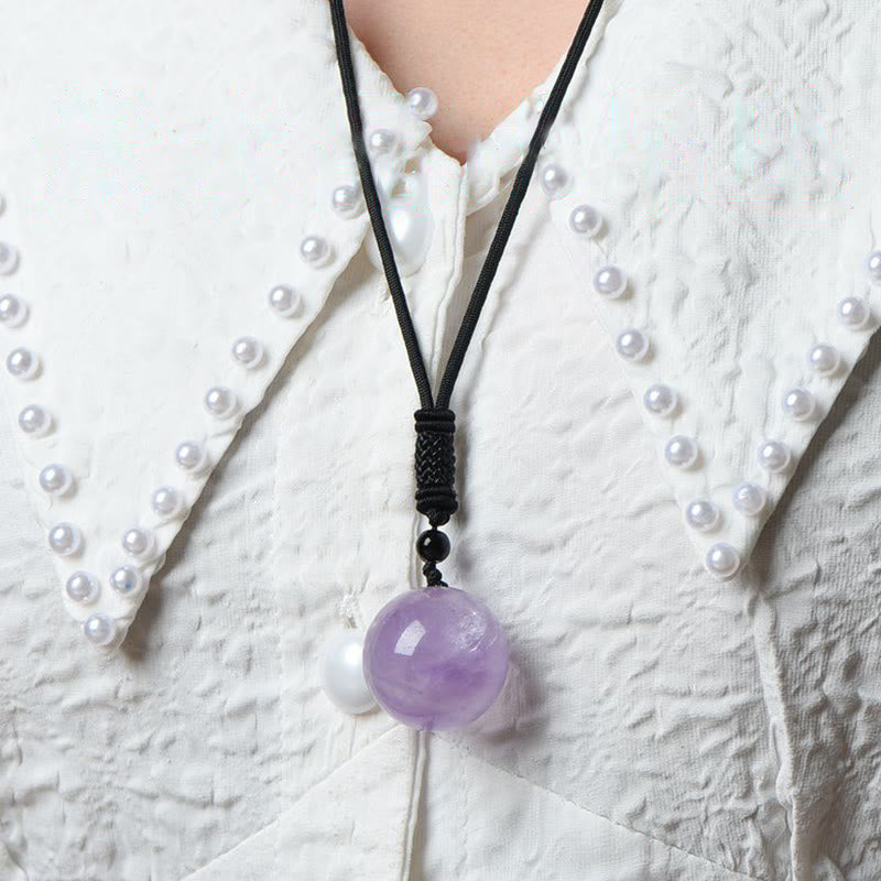 Spirituality Buddha Karma Various Crystal Ball Amethyst Citrine Pink Crystal White Crystal Healing Necklace Pendant