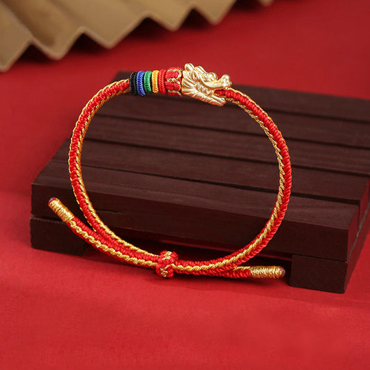 Ancient Tibetan Buddhist Red String Tradition 999 Sterling Silver Luck Year Of The Dragon Colorful Rope Bracelet