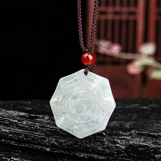 Jade Natural Jade Bagua Yin Yang Luck Necklace Pendant