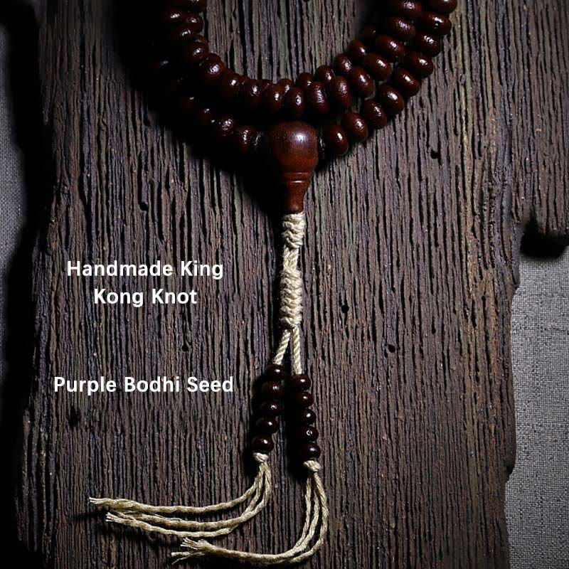 Spirituality Buddha Karma Natural Tibet 108 Mala Beads Purple Bodhi Seed Three-eyed Dzi Bead Copper Dorje Harmony Bracelet