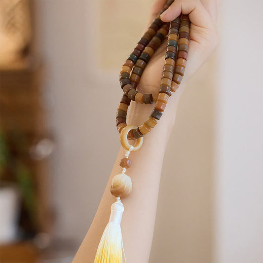 Spirituality Buddha Karma 108 Mala Beads Bodhi Seed Buddha Hand Lotus Engraved Harmony Bracelet