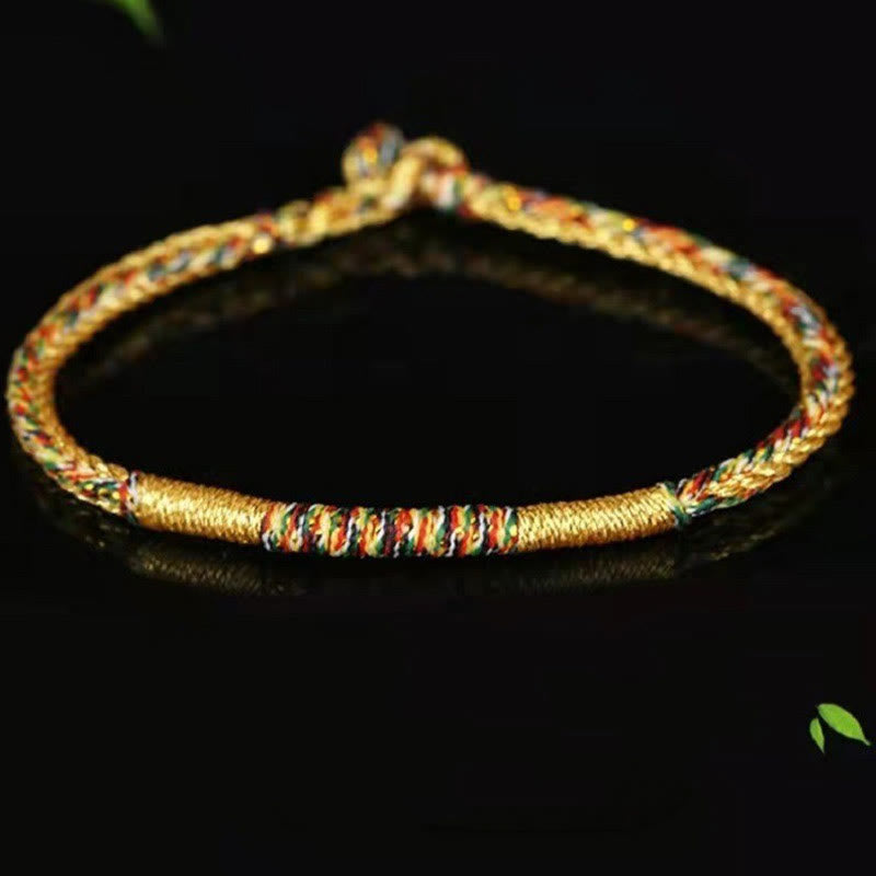 Spirituality Buddha Karma Handmade Gold Multicolored Rope Protection Braided Bracelet Anklet