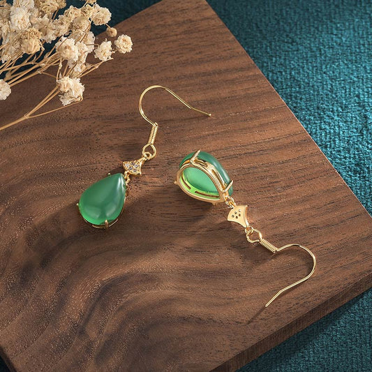 Jade Cyan Jade Luck Drop Earrings