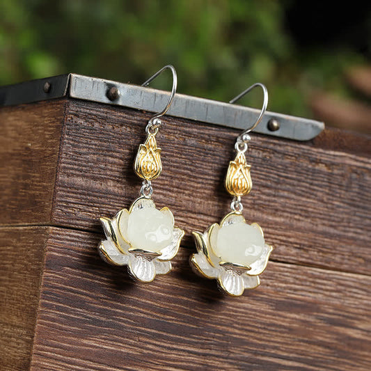 Jade White Jade Protection Harmony Drop Earrings
