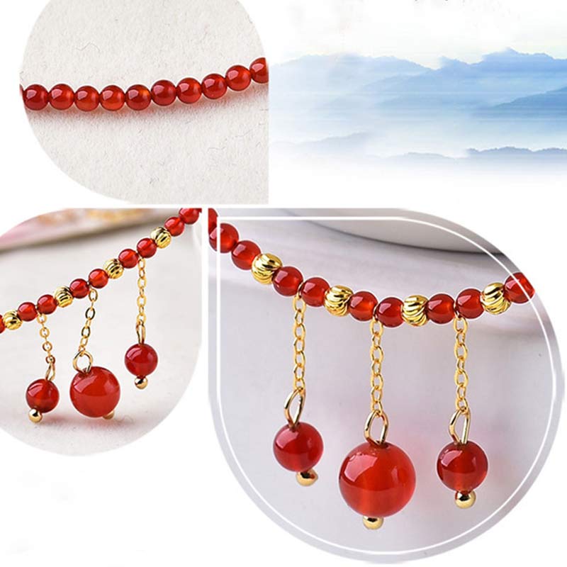 Spirituality Buddha Karmat Red Agate Confidence Calm Anklet