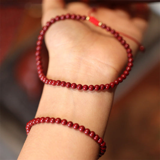 Ancient Tibetan Buddhist Red String Tradition Natural Cinnabar Blessing Red String Braided Bracelet Anklet