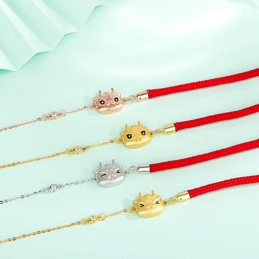 ❗❗❗A Flash Sale- Ancient Tibetan Buddhist Red String Tradition 925 Sterling Silver Year of the Dragon Luck Cute Dragon Red String Chain Protection Bracelet