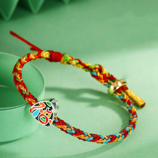 Ancient Tibetan Buddhist Red String Tradition  Multicolored Rope Zongzi Pattern Fu Character Luck Handcrafted Child Adult Bracelet