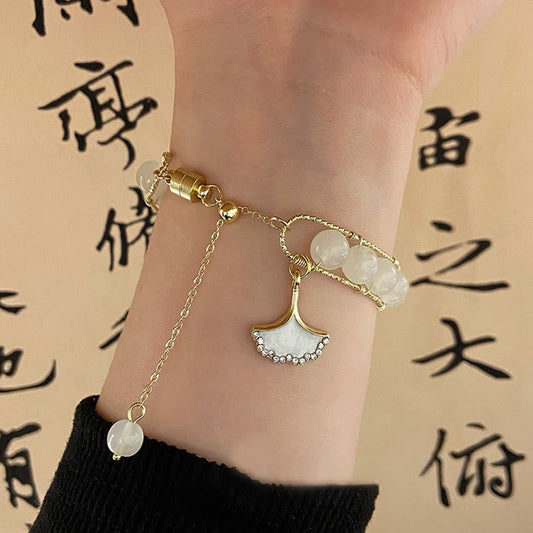 Jade  Ginkgo Leaf Jade Bead Luck Bracelet