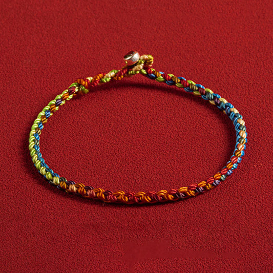 Ancient Tibetan Buddhist Red String Tradition "May you be blessed with peace and safety in all four seasons" Lucky Multicolored Bracelet