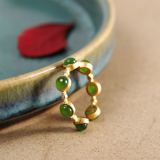 Jade Cyan Jade Healing Calm Adjustable Ring
