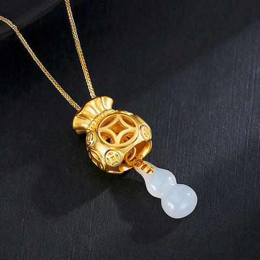Jade Auspicious Feng Shui Money Bag Jade Pendant Necklace