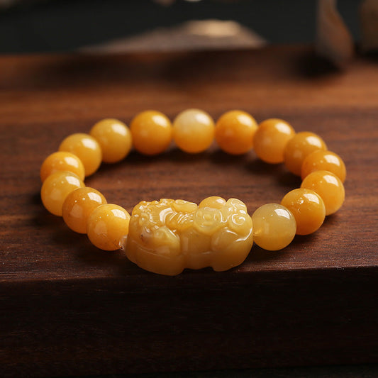 Jade Golden Silk Jade Pixiu Wealth Bracelet