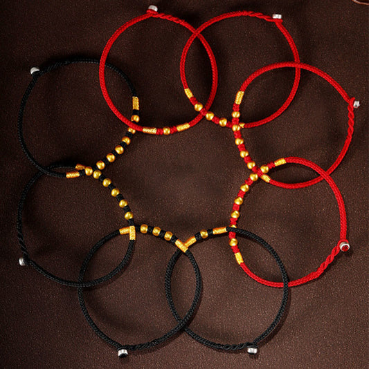 Ancient Tibetan Buddhist Red String Tradition 999 Gold Beads Luck King Kong Knot Handmade Braided Protection Bracelet