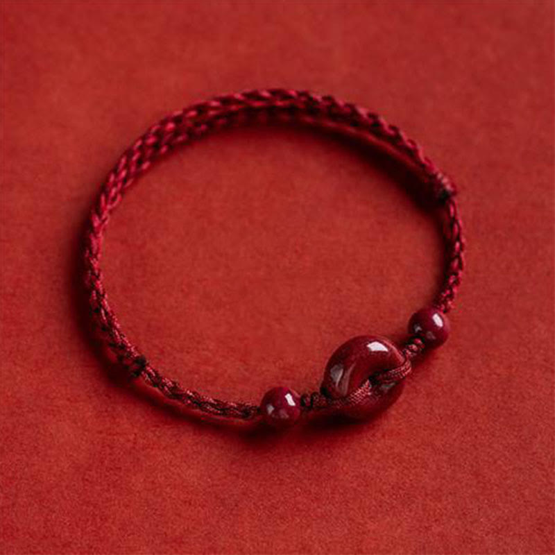 Spirituality Buddha Karma Handmade Cinnabar Peace Buckle Safe and Healthy Charm Blessing String Bracelet Anklet