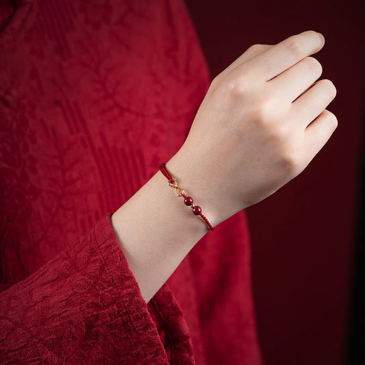 Ancient Tibetan Buddhist Red String Tradition Cinnabar Blessing Red String 14K Gold Infinity Symbol Bracelet Anklet