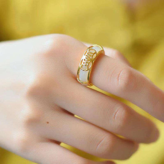 Jade White Jade Luck Ring Necklace