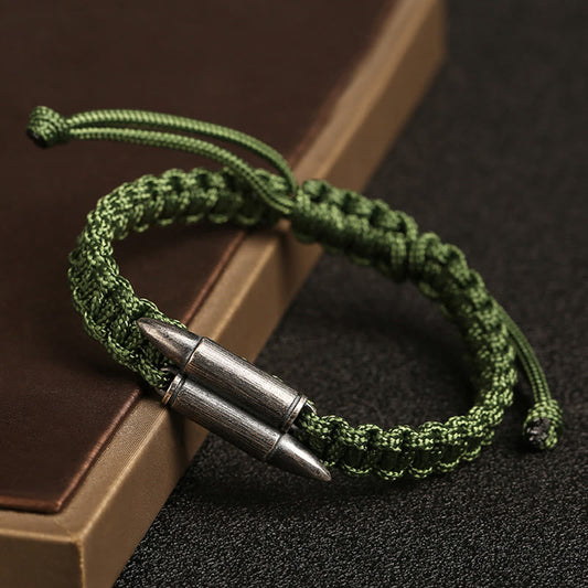 Ancient Tibetan Buddhist Red String Tradition 925 Sterling Silver Bullet Design Braided Rope Bracelet