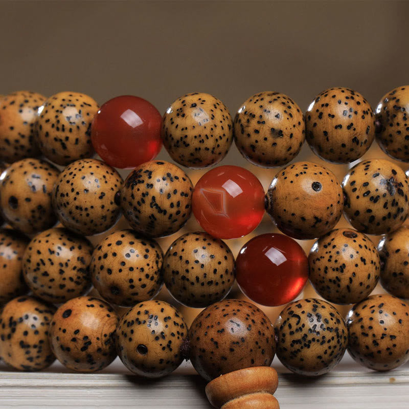 Spirituality Buddha Karma 108 Mala Beads Bodhi Seed Red Agate Auspiciousness Bracelet