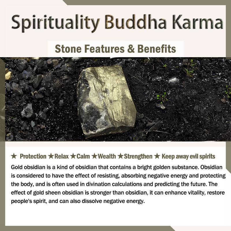 Spirituality Buddha Karma Natural Fluorite Gold Sheen Obsidian Fox Pendant Protection Necklace