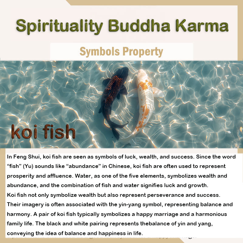 Spirituality Buddha Karma Natural Black Obsidian Koi Fish Lotus Strength Beaded Necklace Pendant