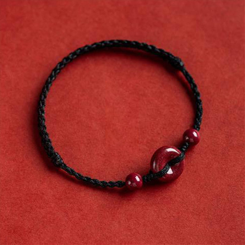 Spirituality Buddha Karma Handmade Cinnabar Peace Buckle Safe and Healthy Charm Blessing String Bracelet Anklet