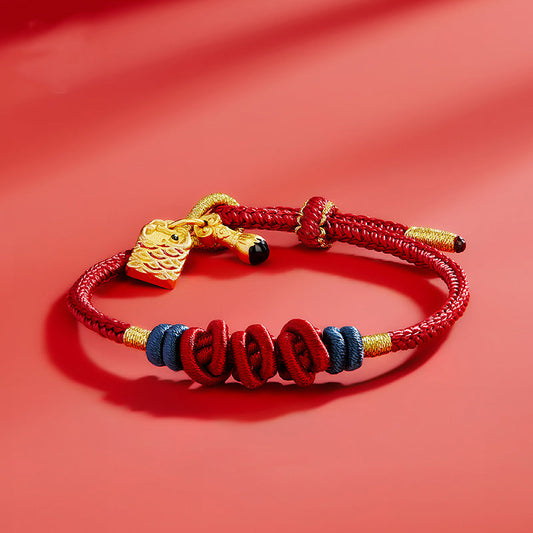 Ancient Tibetan Buddhist Red String Tradition 925 Sterling Silver Koi Fish Charm Wealth Success Braided Bracelet