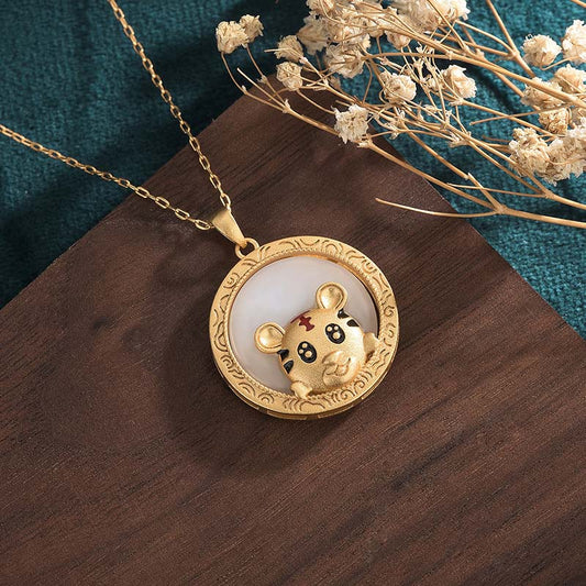 Jade White Jade Year of the Tiger Blessing Necklace