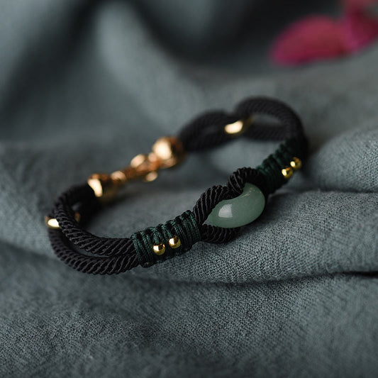 Jade Tibetan Jade Lucky Black Rope Couple Bracelet