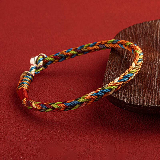 Ancient Tibetan Buddhist Red String Tradition "May you be healthy and happy" Lucky Multicolored Bracelet