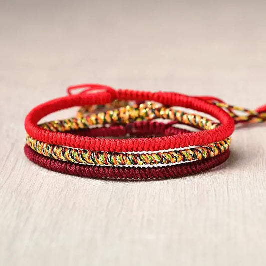 Handcrafted Tibetan Endless Knot Bracelet - Spiritual Protection Amulet with Multicolor Vajra Knot for Good Luck and Blessings