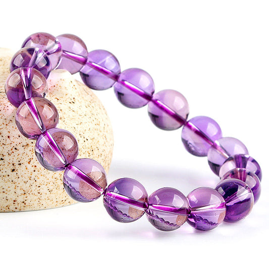 027 Natural Bolivian Amethyst Crystal Bracelet - Ultra Bright Sky Mirror Light Purple Amethyst - Enhance Spiritual Energy, Intuition, and Inner Peace